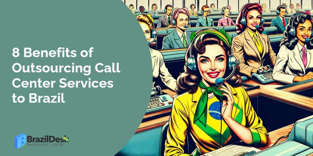 banner with text and IA image of a call center in brazil